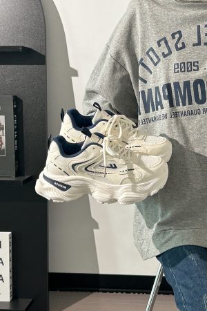 Thick-Soled Dad Shoes for Women - 2025 New Style Mesh Breathable Casual Sneakers - Versatile Soft-Soled White Sports Footwear