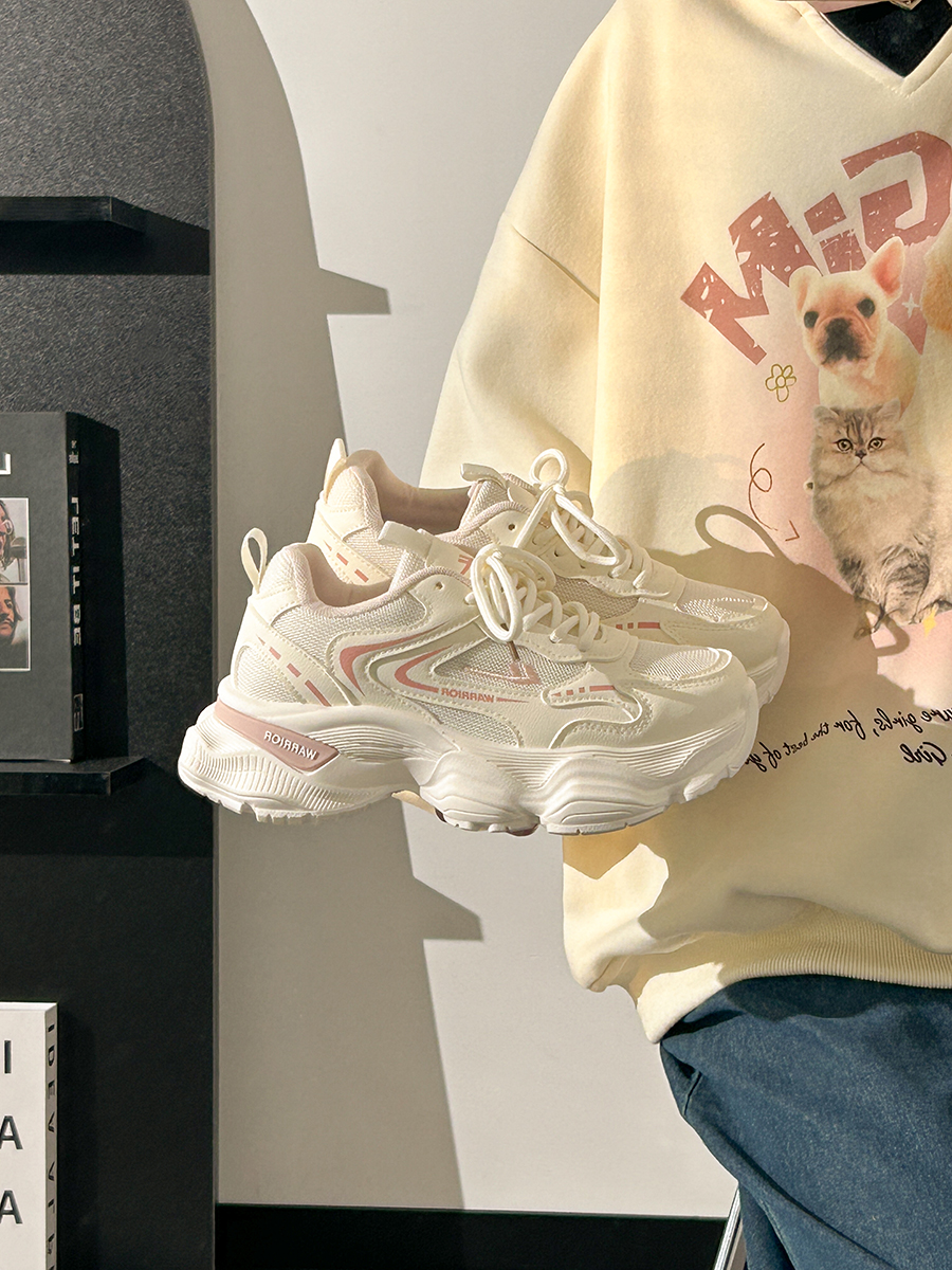 Thick-Soled Dad Shoes for Women - 2025 New Style Mesh Breathable Casual Sneakers - Versatile Soft-Soled White Sports Footwear Thick-Soled Dad Shoes for Women - 2025 New Style Mesh Breathable Casual Sneakers - Versatile Soft-Soled White Sports Footwear