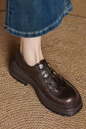 Thick-Soled Deep-Cut Leather Loafers for Women, 2025 Spring Fashion, Sheepskin Camellia Design, Trendy Y2K Style