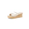 Thick-Soled Genuine Leather Wedge Sandals for Women - Fashionable High-Heeled Platform Slippers, Summer Style