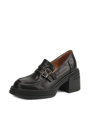 Thick-Soled High Heeled Loafers for Women - Sheepskin Buckle Design, 2025 Summer Style, Trendy Footwear, Chic Comfort