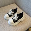 Thick-Soled Lace-Up Casual Sneakers for Women, Height-Increasing White Shoes for Spring 2025, Trendy Outdoor Footwear