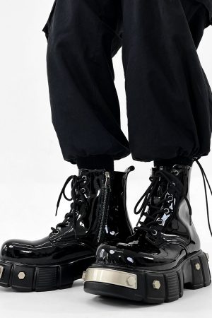 Thick-Soled Martin Boots for Men, Niche Punk Style Zipper Motorcycle Boots, British Big Toe High-Top Shoes, European American Fashion
