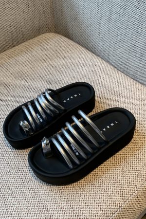 Thick-Soled Open-Toe Platform Sandals for Women - Summer 2025 Casual One-Strap Height-Increasing Slippers