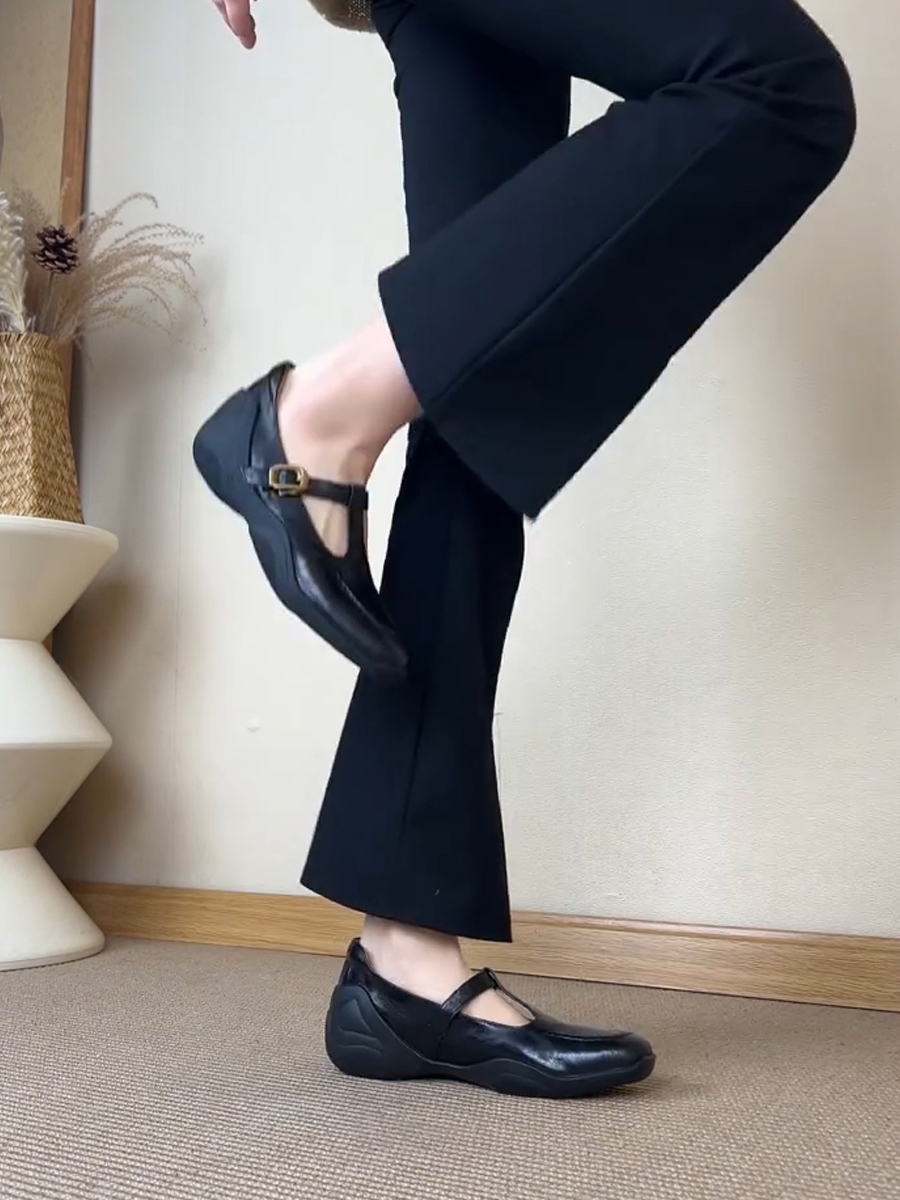 Thick-Soled Retro Sheepskin Mary Jane Shoes with T-Strap, Square Toe Leather Loafers for Women, Height-Increasing Fashion Footwear Thick-Soled Retro Sheepskin Mary Jane Shoes with T-Strap, Square Toe Leather Loafers for Women, Height-Increasing Fashion Footwear