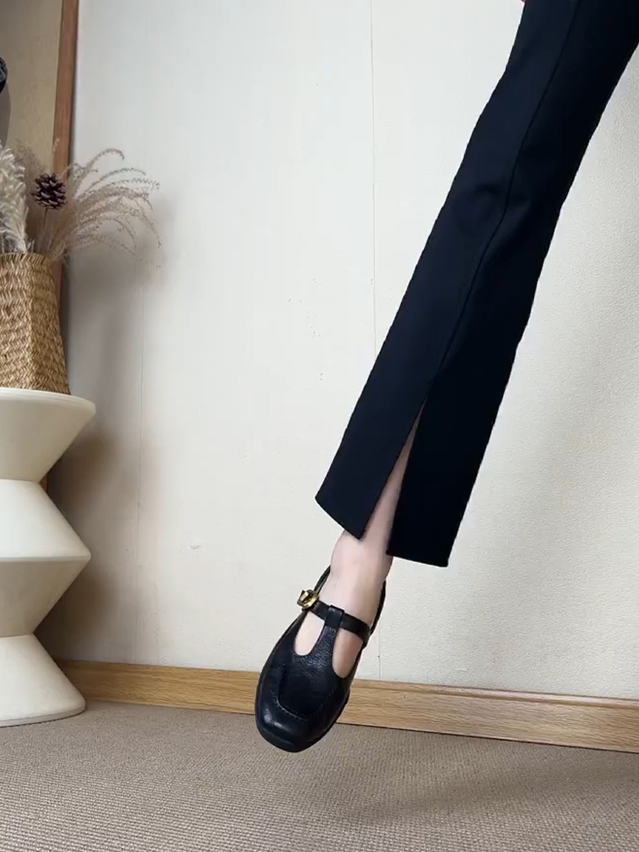 Thick-Soled Retro Sheepskin Mary Jane Shoes with T-Strap, Square Toe Leather Loafers for Women, Height-Increasing Fashion Footwear Thick-Soled Retro Sheepskin Mary Jane Shoes with T-Strap, Square Toe Leather Loafers for Women, Height-Increasing Fashion Footwear