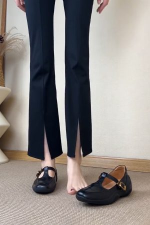 Thick-Soled Retro Sheepskin Mary Jane Shoes with T-Strap, Square Toe Leather Loafers for Women, Height-Increasing Fashion Footwear