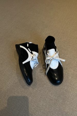 Thick-Soled Sporty Mary Jane Shoes for Women - Color-Blocked Retro Lace-Up Casual Footwear, Round-Toe Comfort