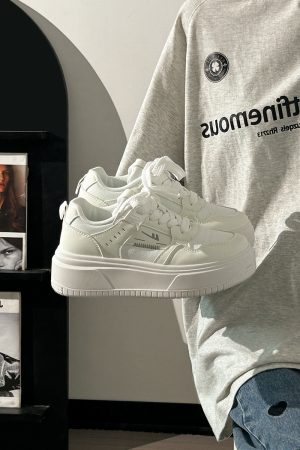 Thick-Soled White Bread Loaf Shoes for Women - Breathable, Versatile Spring/Summer Style, Height-Increasing Platform Sneakers