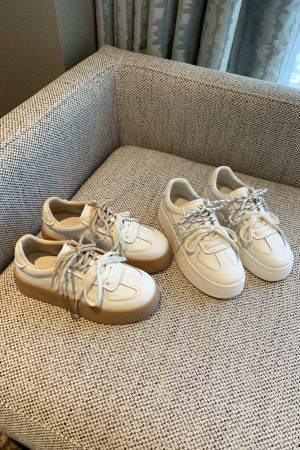 Thick-Soled White Sneakers for Women - 2025 Spring Korean Style Lace-Up Casual Board Training Shoes