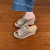 Thick-Soled Woven Wedge Sandals for Women - Summer 2025 High Heels, First-Layer Cowhide, Trendy Fashion Footwear