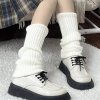 Thickened Warm White Mid-Calf Knitted Leg Warmers for Autumn & Winter - Japanese JK Style