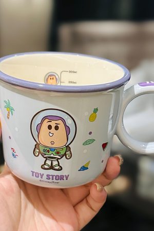 Toy Story Buzz Lightyear Ceramic Water Cup - Cute Kids' Mug for Milk, Oatmeal, Breakfast - Fun Cartoon Design