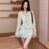 Transparent Chiffon 3D Ruffled Cardigan and Short Skirt Set - Wizard of Oz Inspired Floral Design