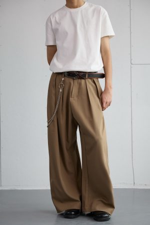 Trendy 2025 Spring Draped Foldable Trousers for Men â€“ Loose Versatile Straight Casual Pants for Couples