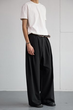 Trendy 2025 Spring Draped Foldable Trousers for Men â€“ Loose Versatile Straight Casual Pants for Couples