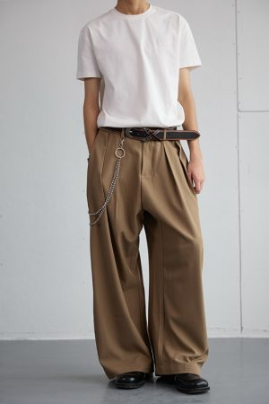 Trendy 2025 Spring Draped Foldable Trousers for Men â€“ Loose Versatile Straight Casual Pants for Couples