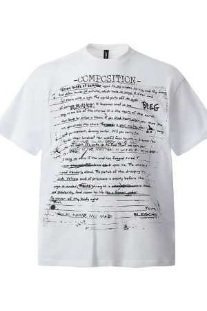 Trendy American Style All-Over Print Bullet Letter Short-Sleeve T-Shirt for Men and Women - Summer Loose Fit Couple Tee