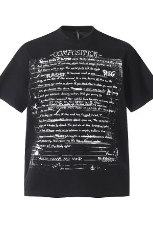 Trendy American Style All-Over Print Bullet Letter Short-Sleeve T-Shirt for Men and Women - Summer Loose Fit Couple Tee