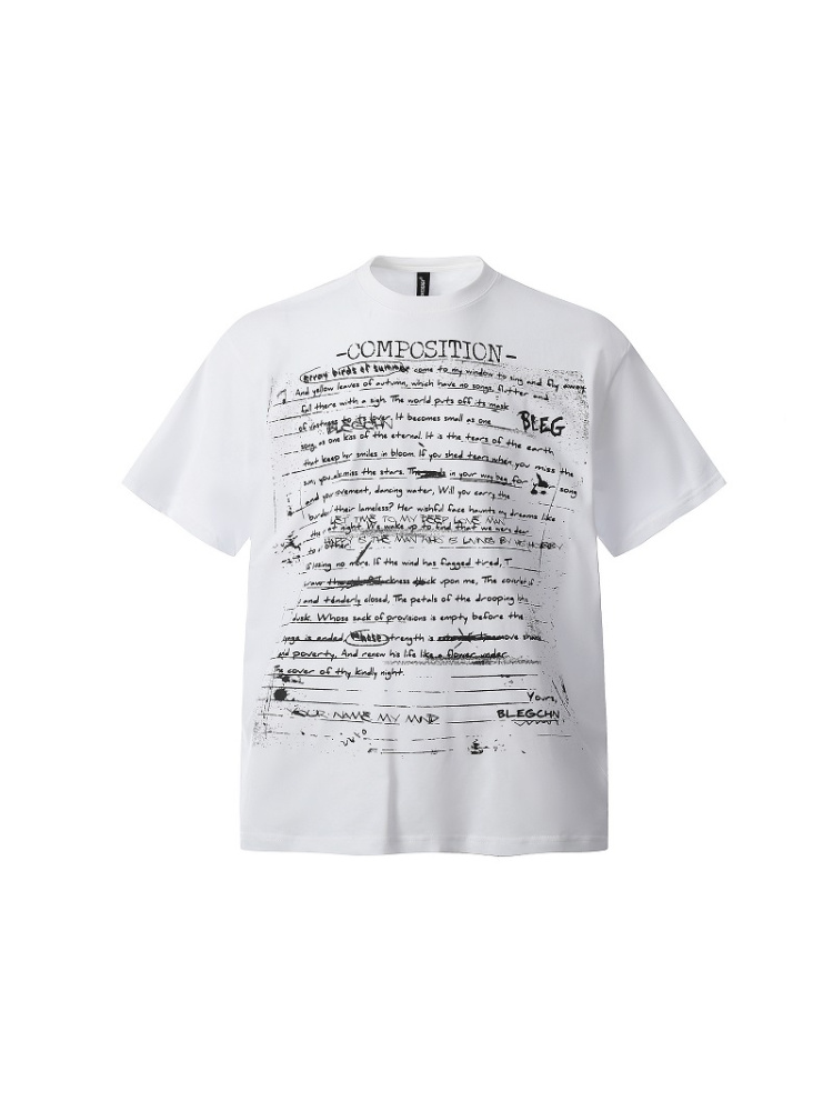 Trendy American Style All-Over Print Bullet Letter Short-Sleeve T-Shirt for Men and Women - Summer Loose Fit Couple Tee Trendy American Style All-Over Print Bullet Letter Short-Sleeve T-Shirt for Men and Women - Summer Loose Fit Couple Tee