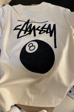 Trendy Black Embroidered Cotton Short Sleeve T-Shirt for Men and Women, American Style Buttonless Polo Top, Casual Fashion Essential