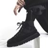 Trendy Black High-Top Martin Boots for Men, British-Style Canvas Motorcycle Sneakers, Functional Hong Kong Fashion