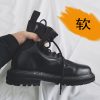 Trendy Black High-Top Martin Boots for Men | Genuine Leather Motorcycle Work Shoes | Versatile Hong Kong Style