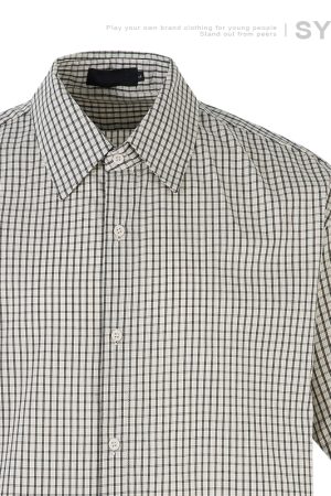 Trendy Blue and White Check Short-Sleeve Shirt for Men and Women - Casual Loose Fit for Daily Commuting, Summer Style