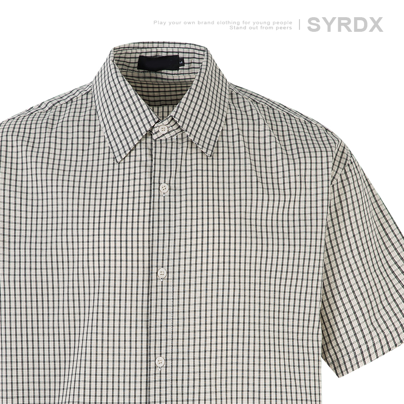 Trendy Blue and White Check Short-Sleeve Shirt for Men and Women - Casual Loose Fit for Daily Commuting, Summer Style Trendy Blue and White Check Short-Sleeve Shirt for Men and Women - Casual Loose Fit for Daily Commuting, Summer Style