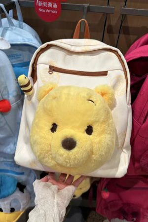 Trendy Cartoon Winnie the Pooh Plush Backpack - Large Capacity Shoulder Bag for School, Autumn and Winter Fashion
