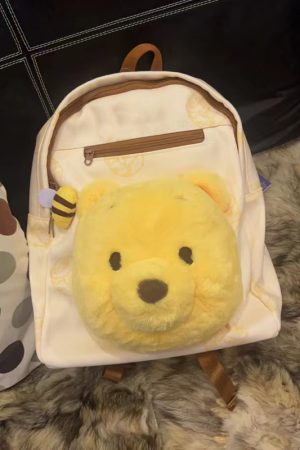 Trendy Cartoon Winnie the Pooh Plush Backpack - Large Capacity Shoulder Bag for School, Autumn and Winter Fashion