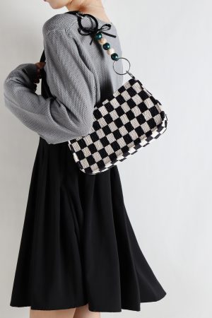 Trendy Checkered Underarm Bag for Women - Versatile Minimalist Crossbody Shoulder Bag for Spring and Summer Fashion