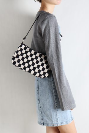 Trendy Checkered Underarm Bag for Women - Versatile Minimalist Crossbody Shoulder Bag for Spring and Summer Fashion