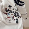 Trendy Color-Block Embroidered Dog Cartoon Short Sleeve T-Shirt for Women - Summer 2025 Patchwork Style Top
