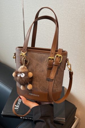 Trendy Color-Blocking Shoulder Crossbody Bucket Bag - Versatile Spliced Design for Women 2025