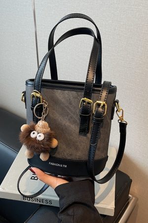 Trendy Color-Blocking Shoulder Crossbody Bucket Bag - Versatile Spliced Design for Women 2025