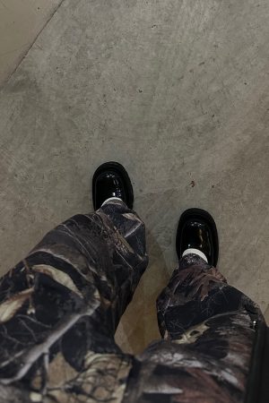 Trendy Earth Tone Camouflage Loose Tapered Pants - Playful Street Fashion Inspired by 90s and Y2K Styles