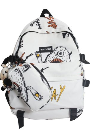 Trendy Graffiti Unisex Backpack - Large Capacity Sports Bag for Students - Fashionable Double Shoulder Bag