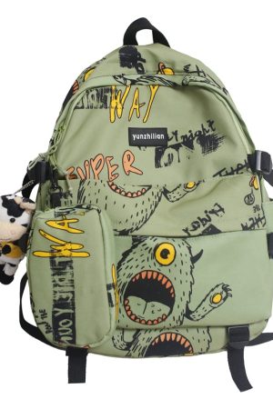 Trendy Graffiti Unisex Backpack - Large Capacity Sports Bag for Students - Fashionable Double Shoulder Bag
