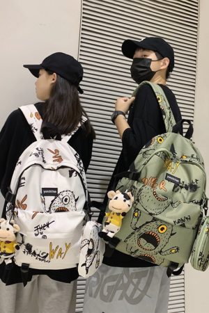 Trendy Graffiti Unisex Backpack - Large Capacity Sports Bag for Students - Fashionable Double Shoulder Bag