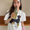 Trendy Korean Casual Loose-Fit Dog Print Summer Short-Sleeve T-Shirt - Versatile Pure Cotton Top for Instagram Style