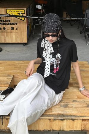 Trendy Korean Casual Loose-Fit Dog Print Summer Short-Sleeve T-Shirt - Versatile Pure Cotton Top for Instagram Style