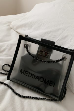 Trendy Korean Style Transparent Chain Crossbody Bag for Women - Versatile Small Shoulder Bag for 2025 Fashionistas
