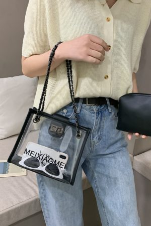 Trendy Korean Style Transparent Chain Crossbody Bag for Women - Versatile Small Shoulder Bag for 2025 Fashionistas