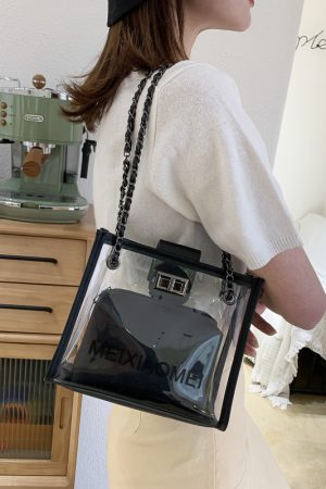 Trendy Korean Style Transparent Chain Crossbody Bag for Women - Versatile Small Shoulder Bag for 2025 Fashionistas
