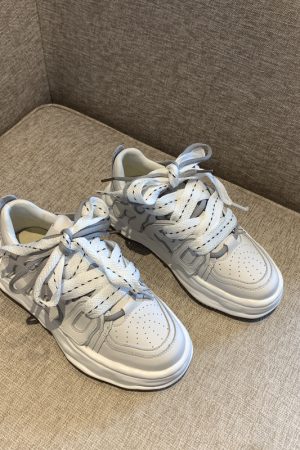 Trendy Lace-Up Casual Sneakers for Women - Versatile Thick-Soled Genuine Leather White Shoes for Spring 2025