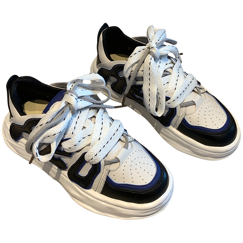 Trendy Lace-Up Casual Sneakers for Women - Versatile Thick-Soled Genuine Leather White Shoes for Spring 2025 Trendy Lace-Up Casual Sneakers for Women - Versatile Thick-Soled Genuine Leather White Shoes for Spring 2025