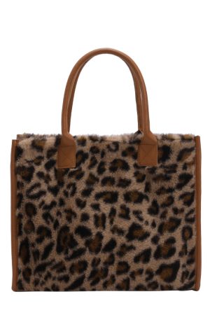Trendy Large Capacity Leopard Print Fluffy Tote Handbag for Women - Versatile Elegant Shoulder Bag 2025