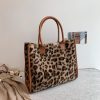 Trendy Large Capacity Leopard Print Fluffy Tote Handbag for Women - Versatile Elegant Shoulder Bag 2025