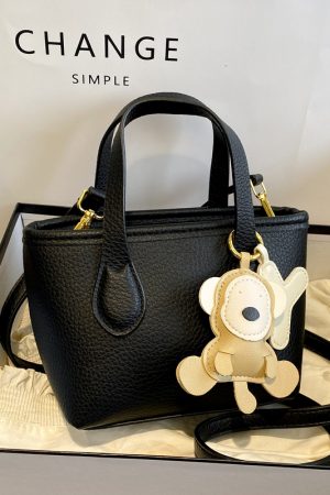 Trendy Lychee Pattern Handheld Bucket Bag 2025 - Versatile Small Crossbody Shoulder Bag for Women